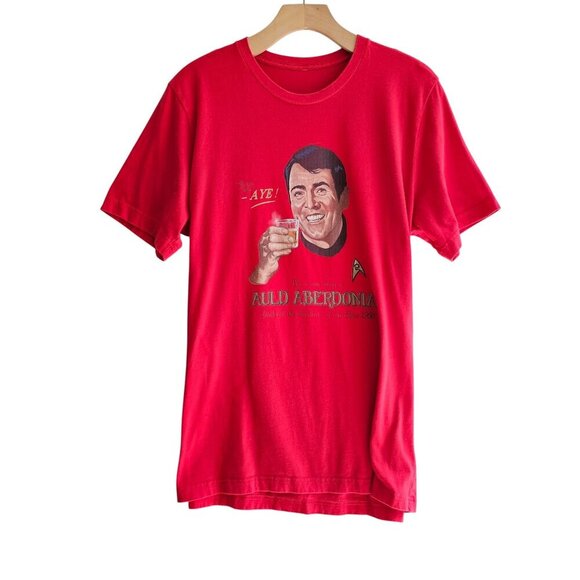 Vintage Red T-Shirt Featuring Scotty Says - Aye! Graphic From Auld Aberdonian 10 - Picture 1 of 9